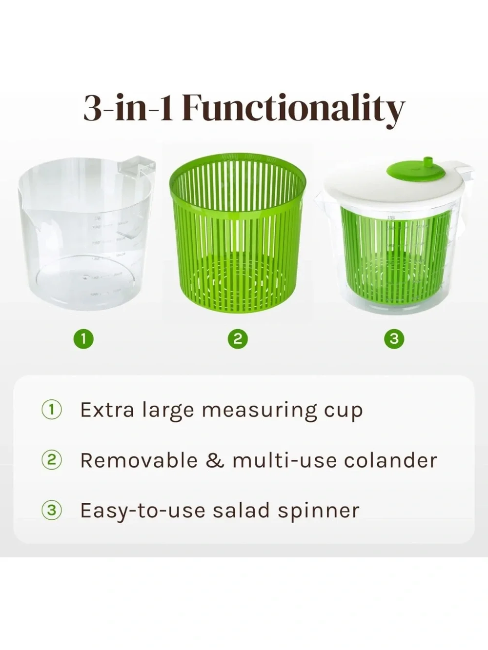 Salad Spinner & Colander Pitcher - Green